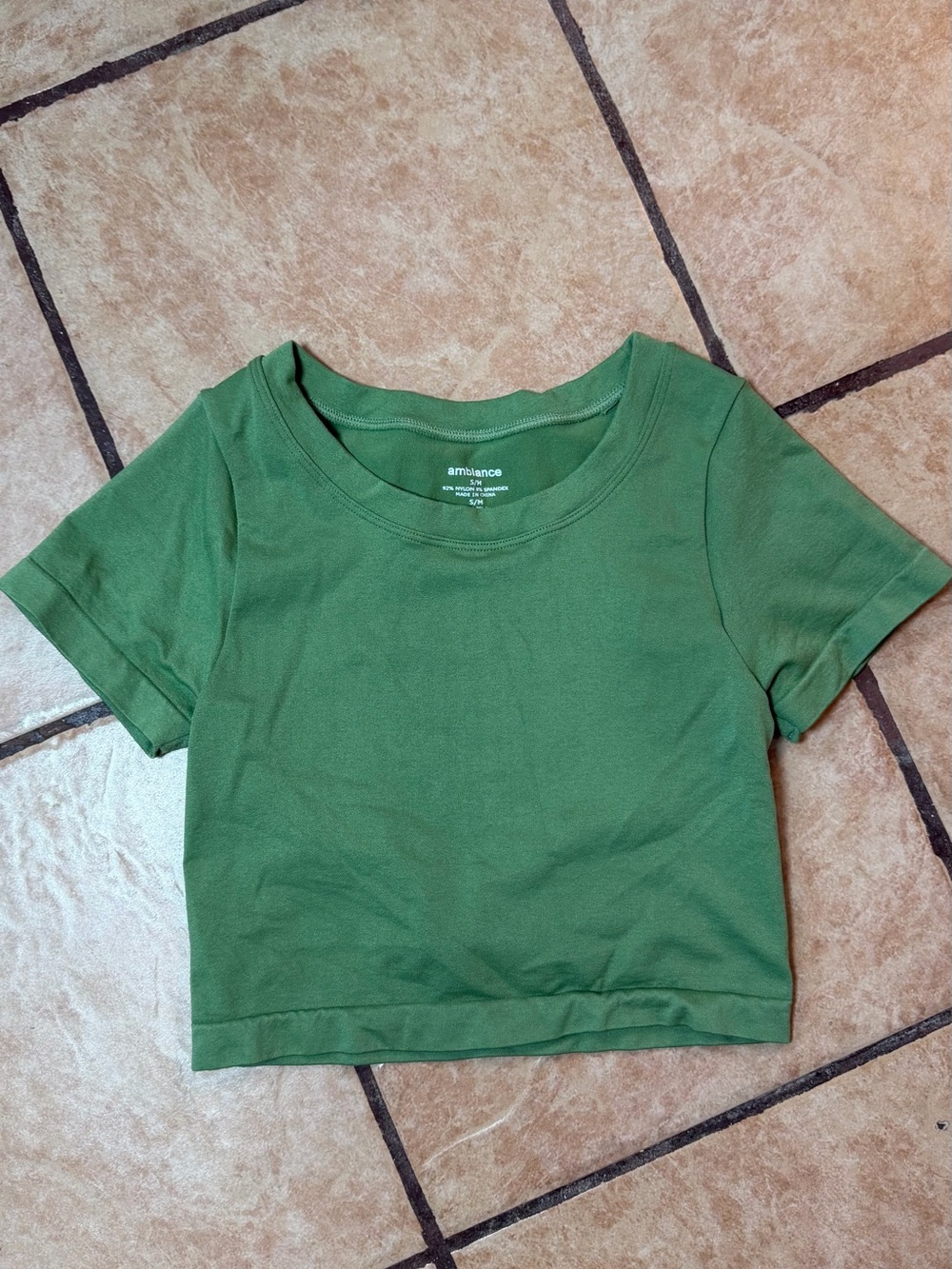 Ambiance Green Crew Neck Short Sleeve Top